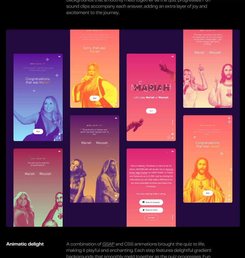 A section of a project page, showcasing different mobile designs