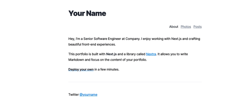 A developer portfolio template featuring a screenshot of an email message on a computer screen.	