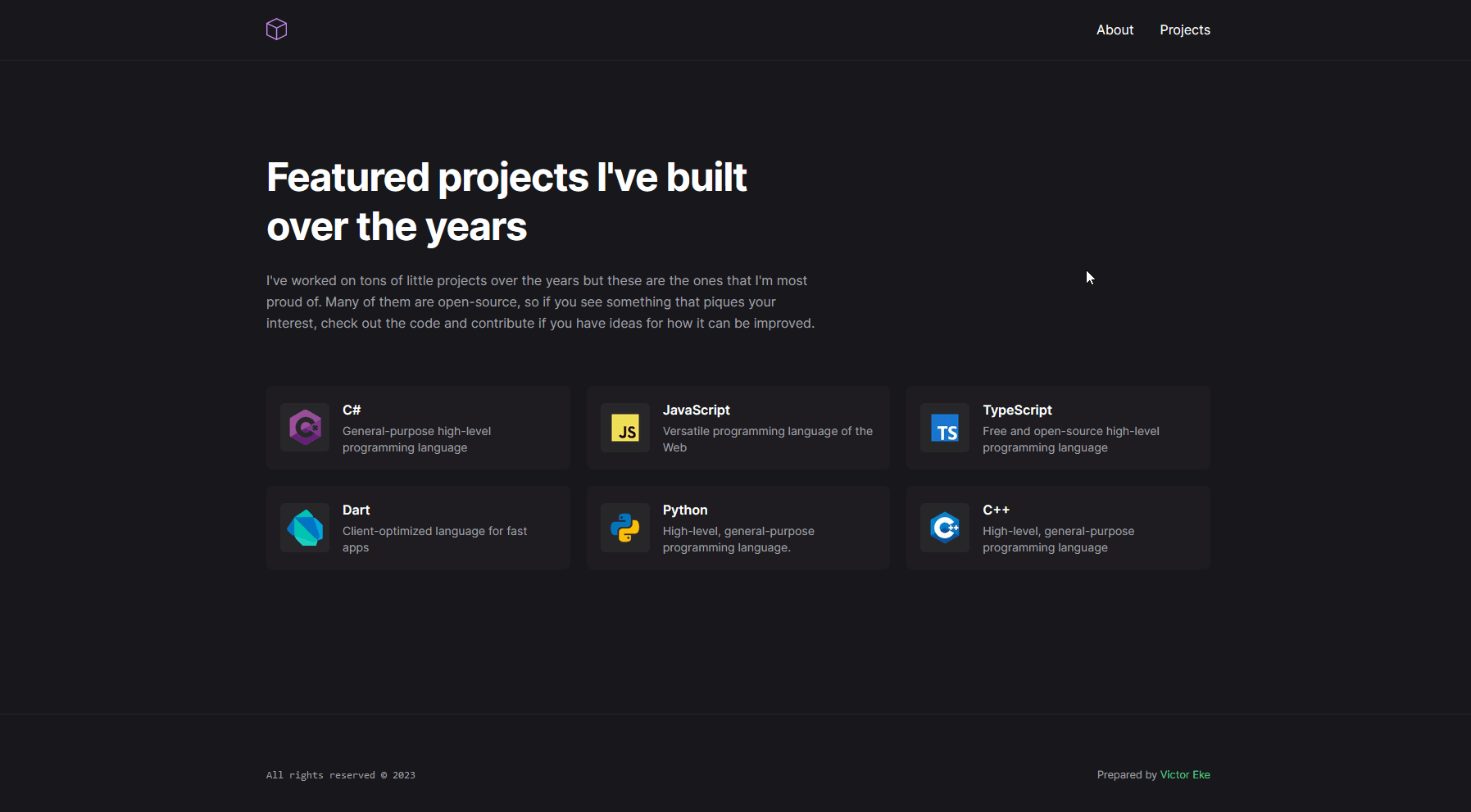 Dynamic project page