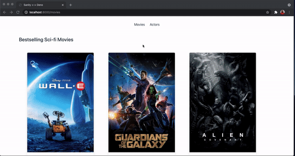 Gif image of the movie app