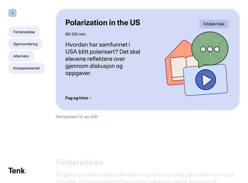A teaching program on the topic of polarization in the US