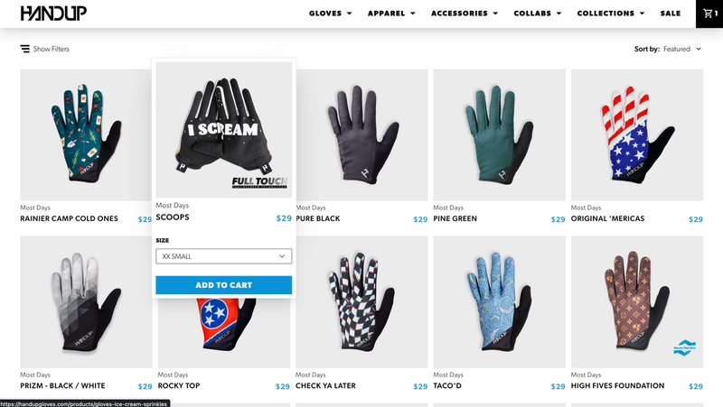 Handup Gloves Quick Add Feature
