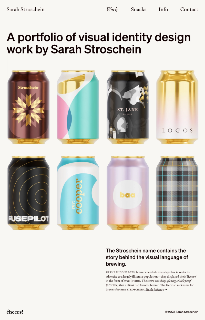 Landing page with interactive 3d beer cans