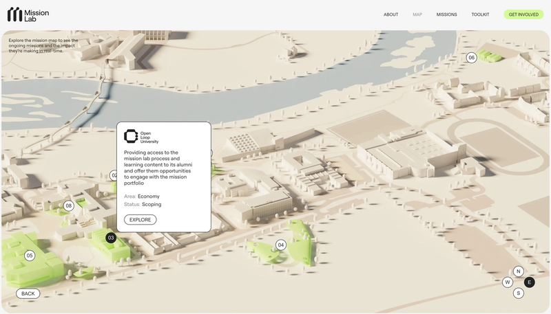 The interactive map we built to explore missions located across the campus of the University of Limerick