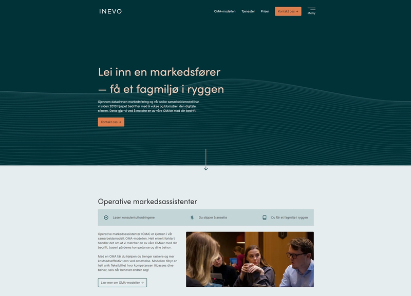 Frontpage of inevo.no