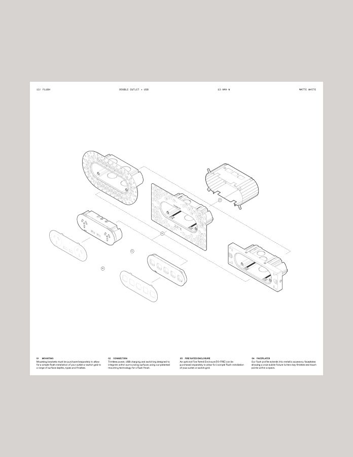 ZETR product specification diagrams, used by architects and builds to picture exactly how the product comes together