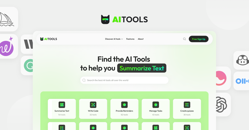 AI Tools home page hero