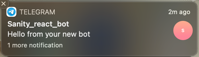 Telegram notification from newly created bot