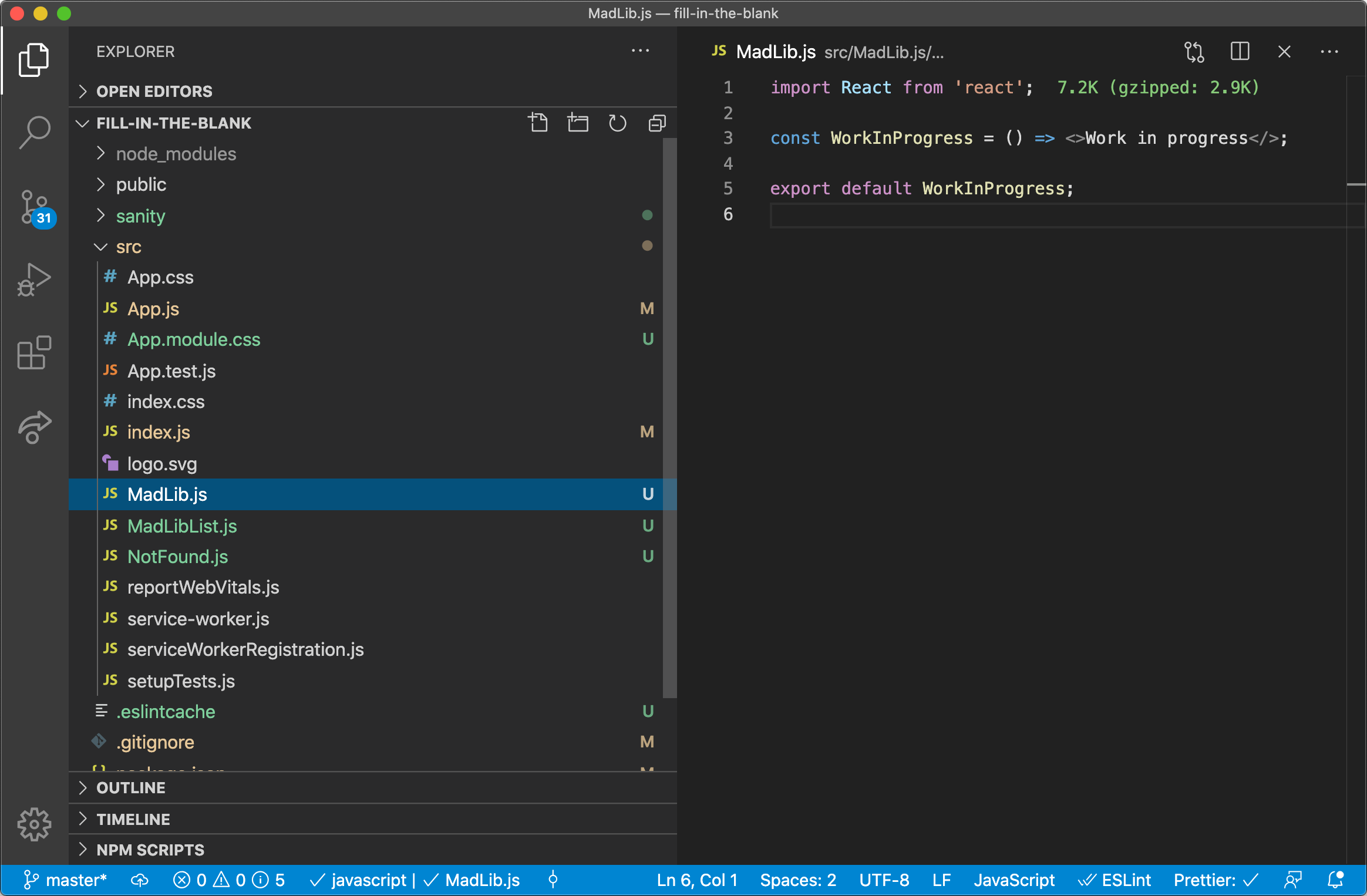 Screenshot of the code editor and filesystem after this step.