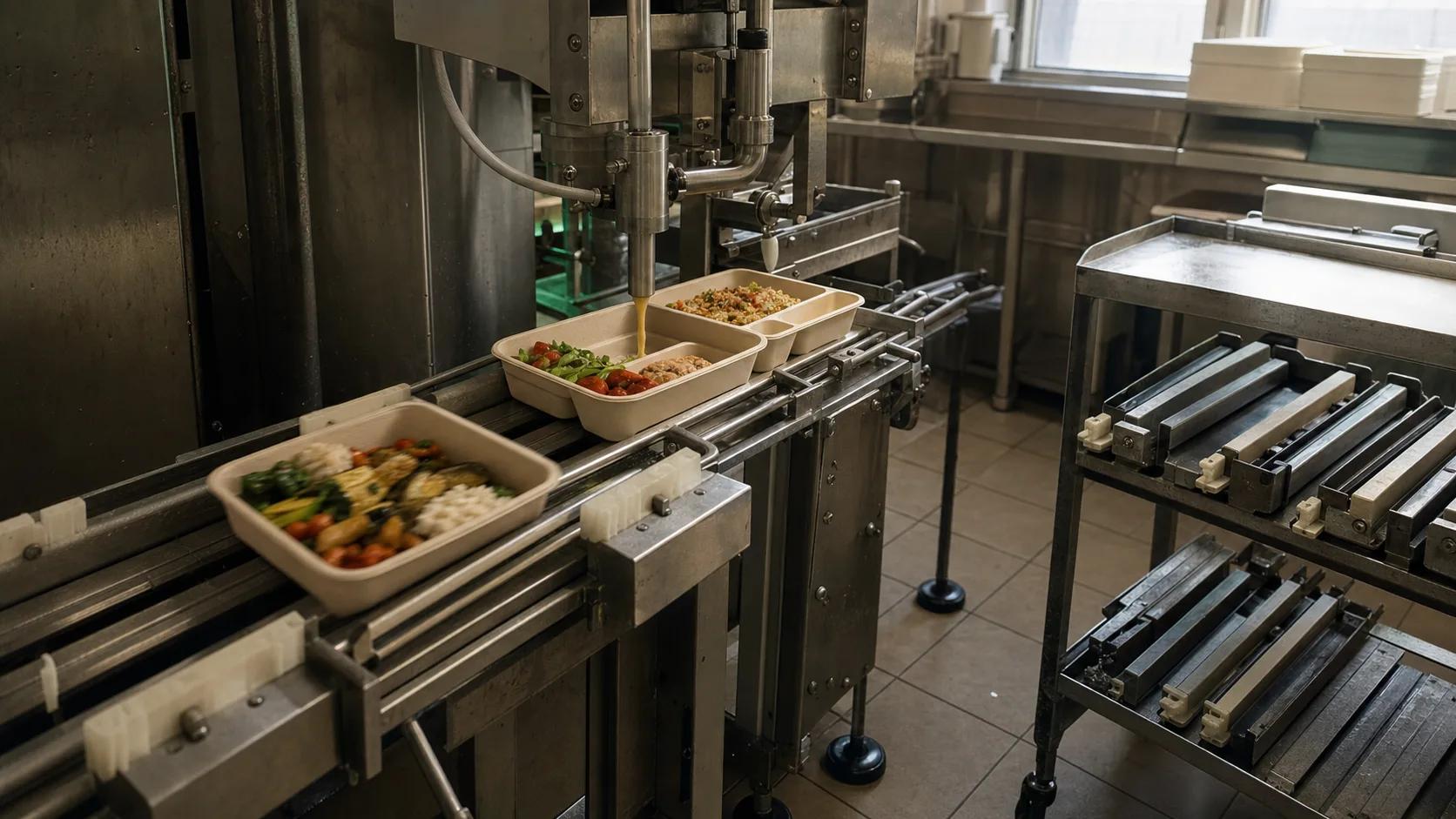 Elastyczna linia dozująca różne posiłki do opakowań dla diet pudełkowych i HoReCa.