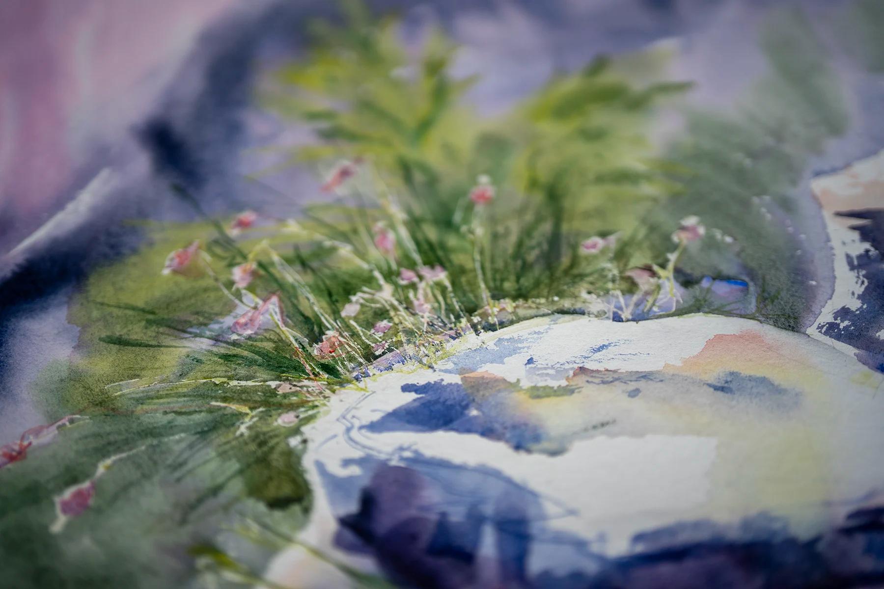 Stones – Aquarell von Margareta Maletska, Kollektion Von Neuanfängen (Detail 1)