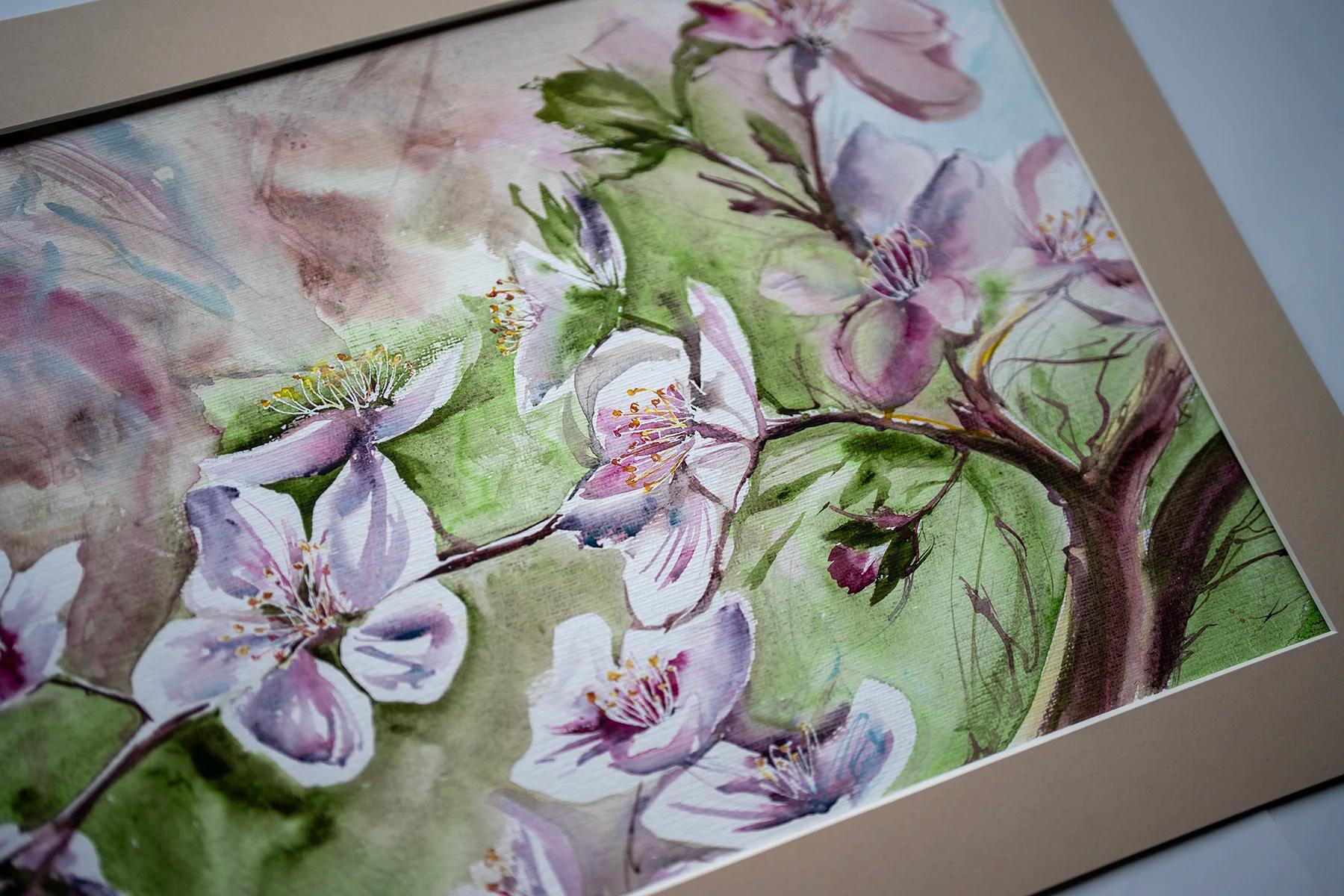Bloom – Aquarell von Margareta Maletska, Kollektion Von Neuanfängen (Detail 1)