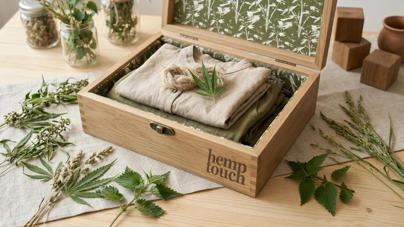 Packaging Design für Hanftextilien – Design von Margareta Maletska