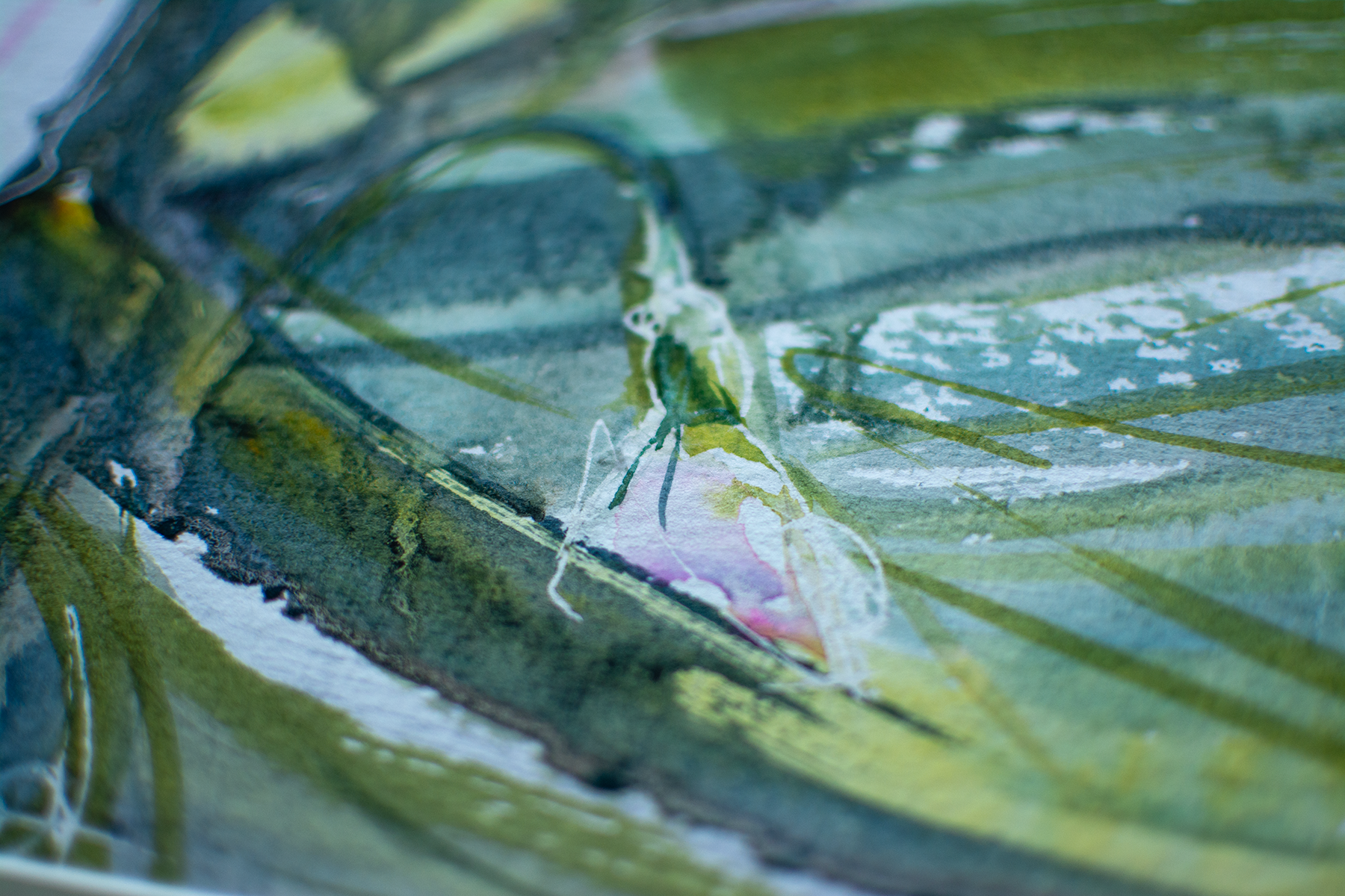 Breathe – Aquarell von Margareta Maletska, Kollektion Von Neuanfängen (Detail 1)