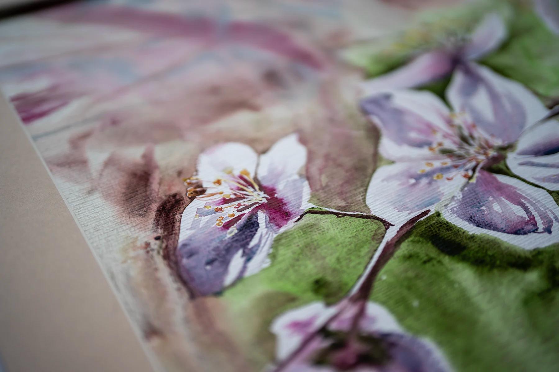 Bloom – Aquarell von Margareta Maletska, Kollektion Von Neuanfängen (Detail 2)