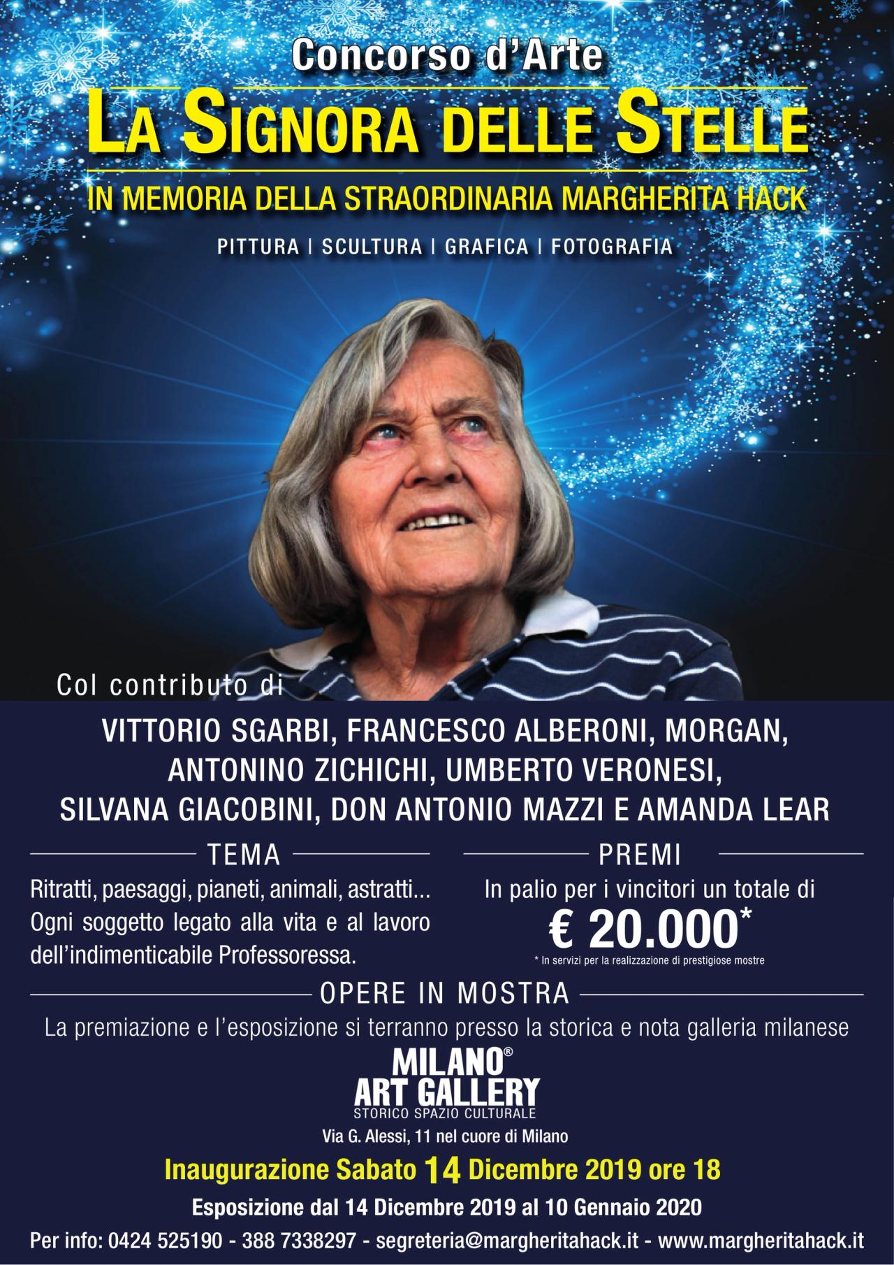 CONCORSO D'ARTE LA SIGNORA DELLE STELLE-In memoria di Margherita Hack 14 dicembre 2019