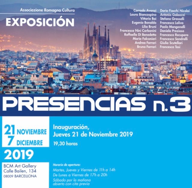 "PRESENZE N. 3". GLI ARTISTI ITALIANI IN MOSTRA ALLA BCM ART GALLERY A BARCELLONA DAL 21 NOVEMBRE AL 7 DICEMBRE 2019