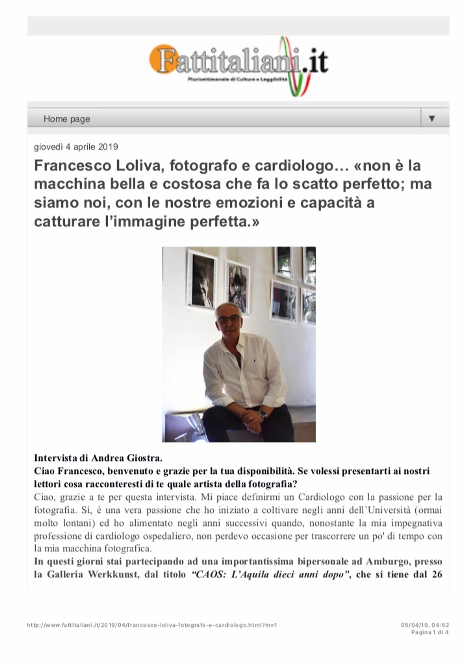 INTERVISTA — fotografia 1 di Francesco Loliva