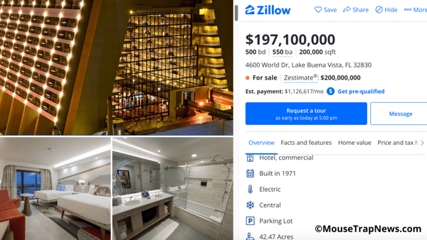 Disney Lists Contemporary Resort for Sale on Zillow