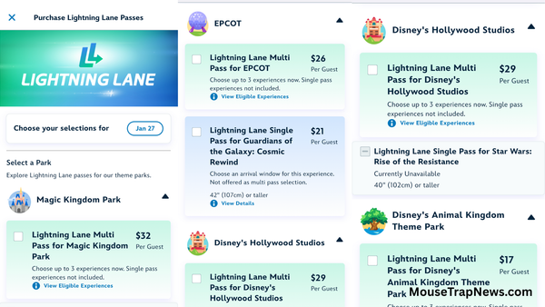 Lightning Lane Now Required for Purchase at Disney