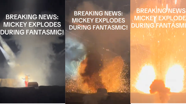 Mickey Mouse Blows Up During Fantasmic Show