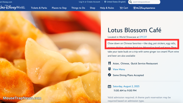 Disney Will Start Serving Dog at EPCOT China Pavilion