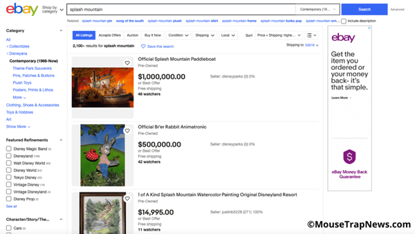 <strong>Disney Selling Splash Mountain Props on eBay for $1,000,000</strong>