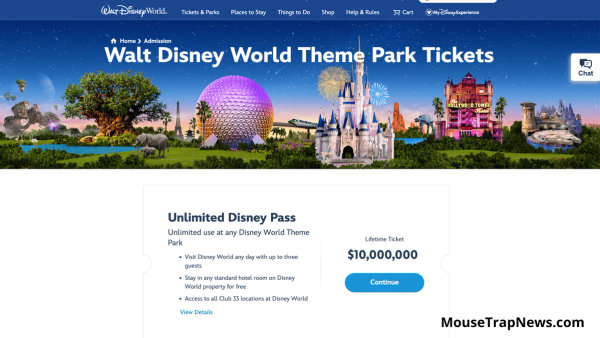 Disney World Releases $10,000,000 Park Ticket