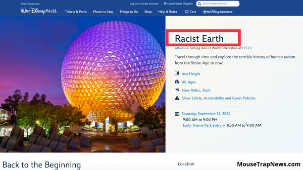 Spaceship Earth Being Rethemed to Racist Earth