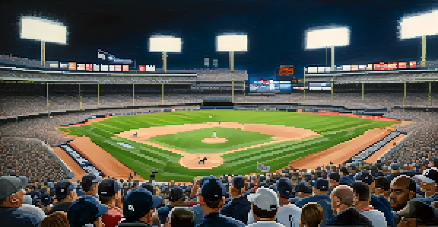 A focused pitcher preparing to throw a pitch during a Yankees vs. Red Sox game, with fans and stadium lights in the background.