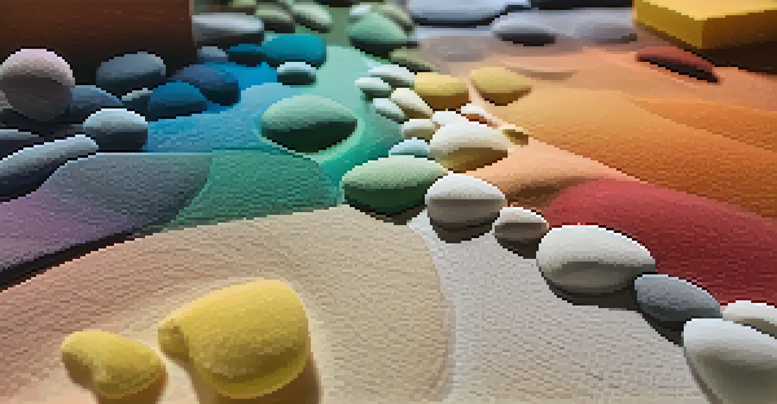 A close-up of tactile elements in an interactive art installation, showcasing various textures and colors designed for inclusivity.