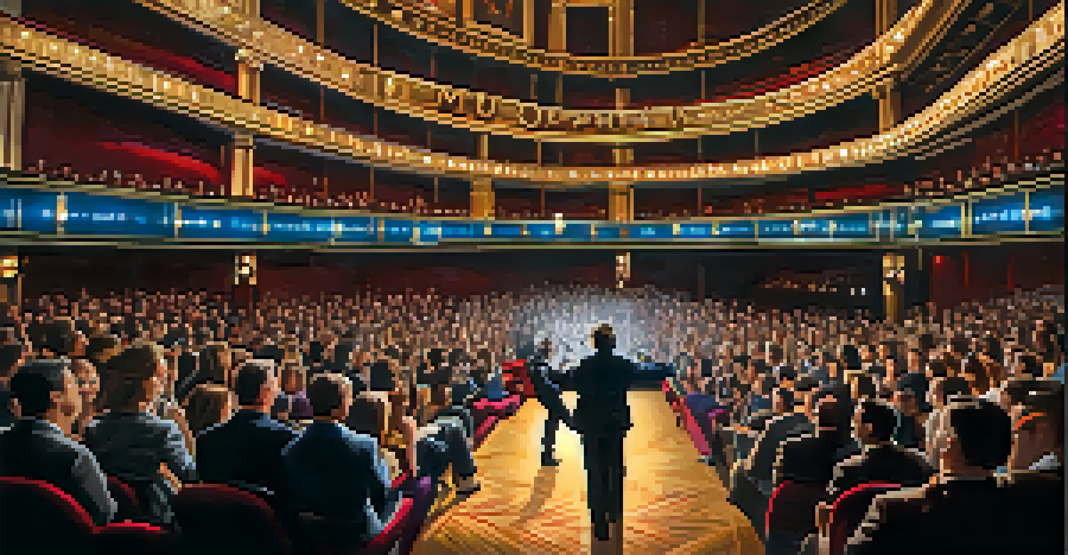Live performance at the Orpheum Theatre, showing performers on stage and an engaged audience.