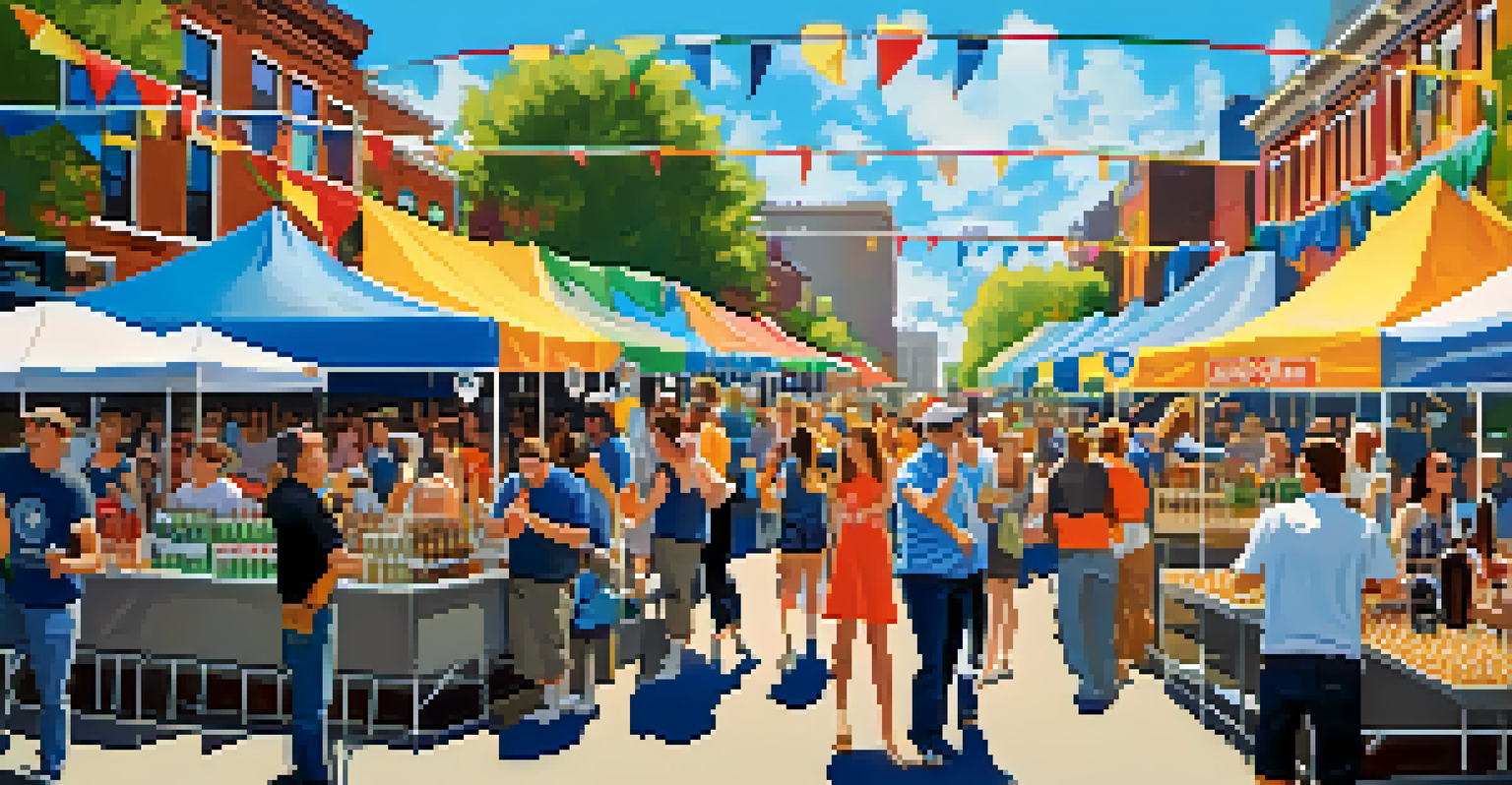 A lively outdoor beer festival in Boston with people sampling craft beers, enjoying food, and live music.