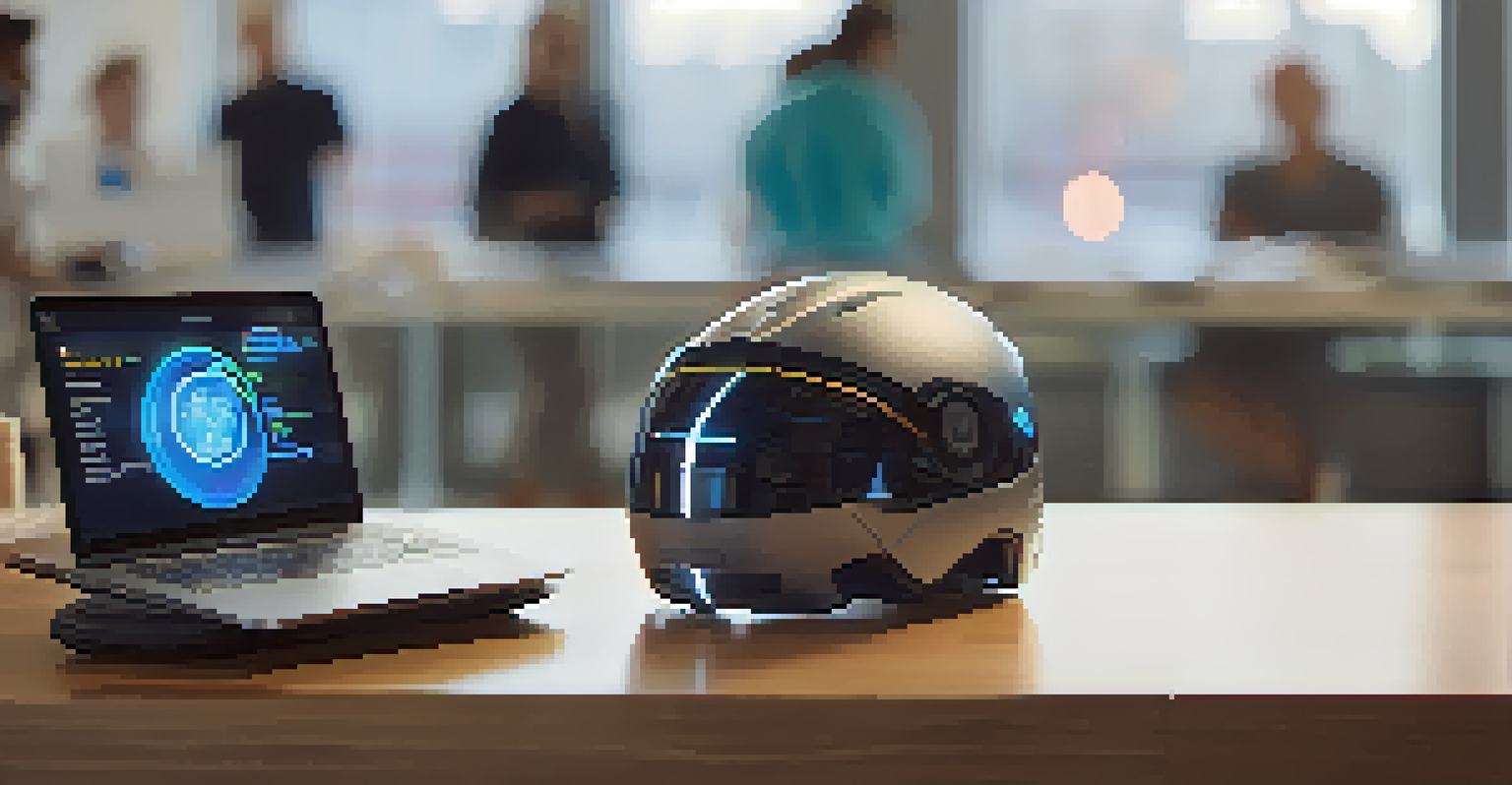 A close-up of a smart helmet on a training table showing real-time data metrics, with medical professionals in the background.