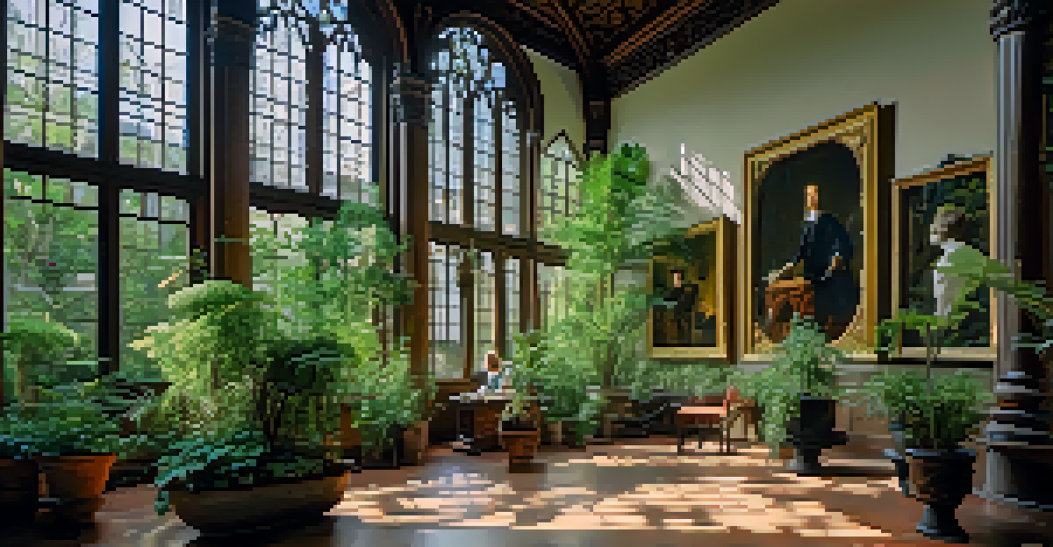 The interior of the Isabella Stewart Gardner Museum with art and greenery visible.