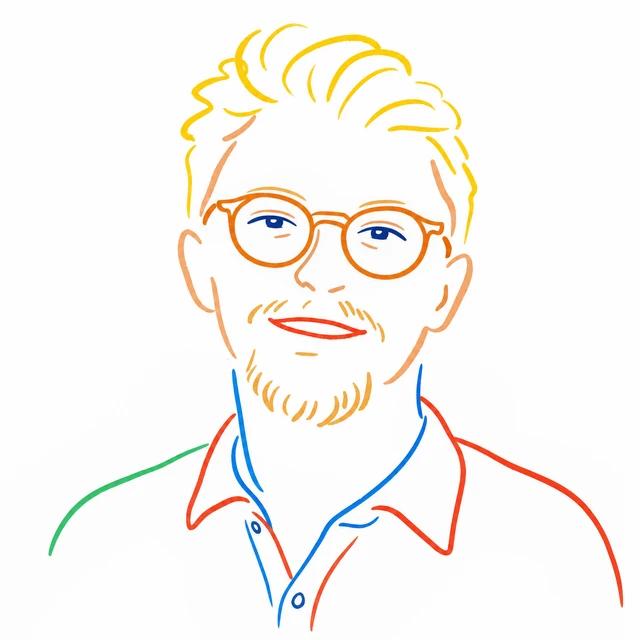 Line drawing of Alex Leiphart