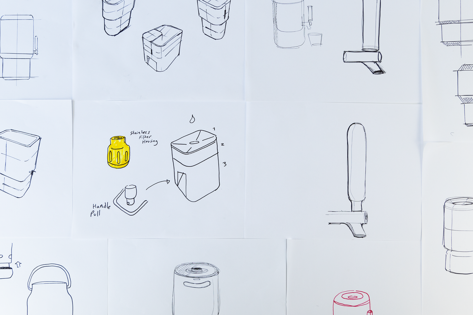 Some of the initial sketches for Rorra's now iconic countertop system.