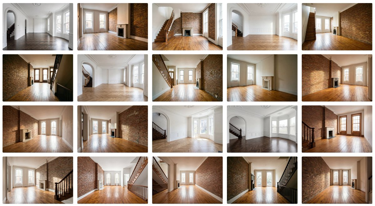 To create and select a final environment, here a NYC brownstone, we generated many many options first.