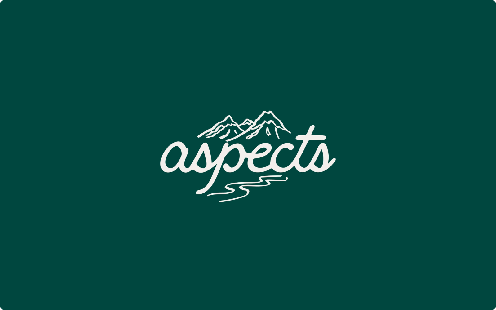 The aspects logo is hand-drawn, featuring the mountains of Big Sky, and the Gallatin River that runs through the landscape.