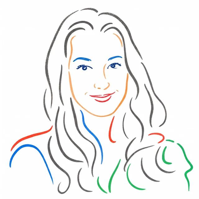 Line drawing of Caroline Bel-Kher