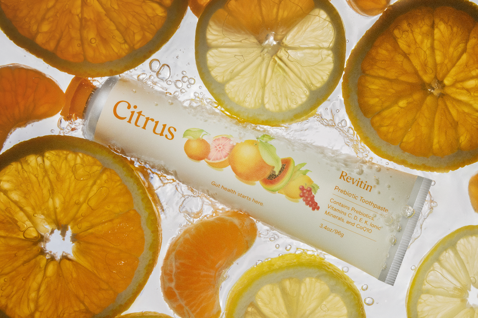 The product photography also captures the 'freshness' of what it feels like to brush with their unique prebiotic formula.