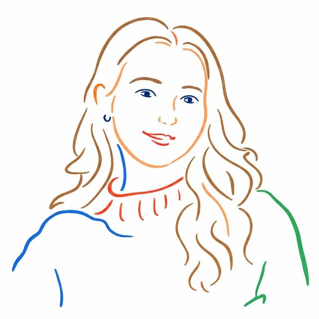 Line drawing of Michelle Riis