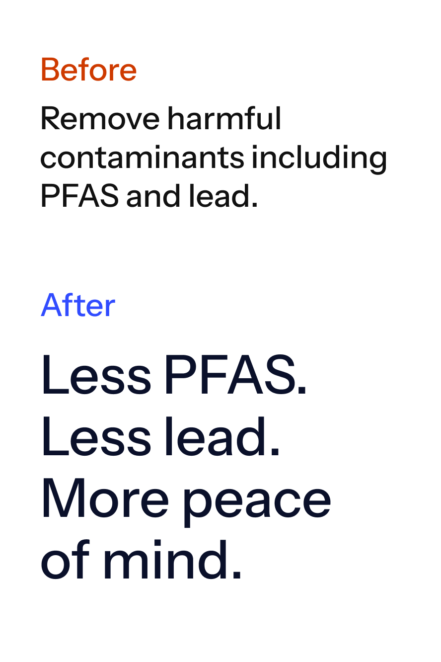 Copy is often an unsung hero of our (and many creative team's) work! We're really proud of the 'reducing' work that we do often to make copy easy to read and absorb. These are two great 'before and after' examples of just that.