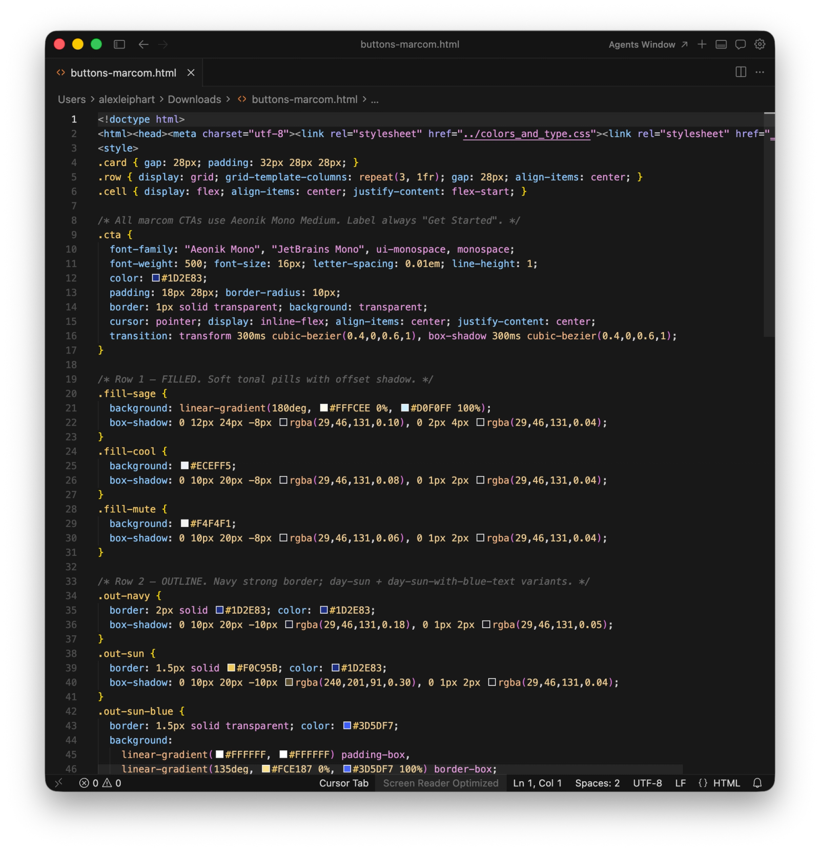 The same component as HTML code.