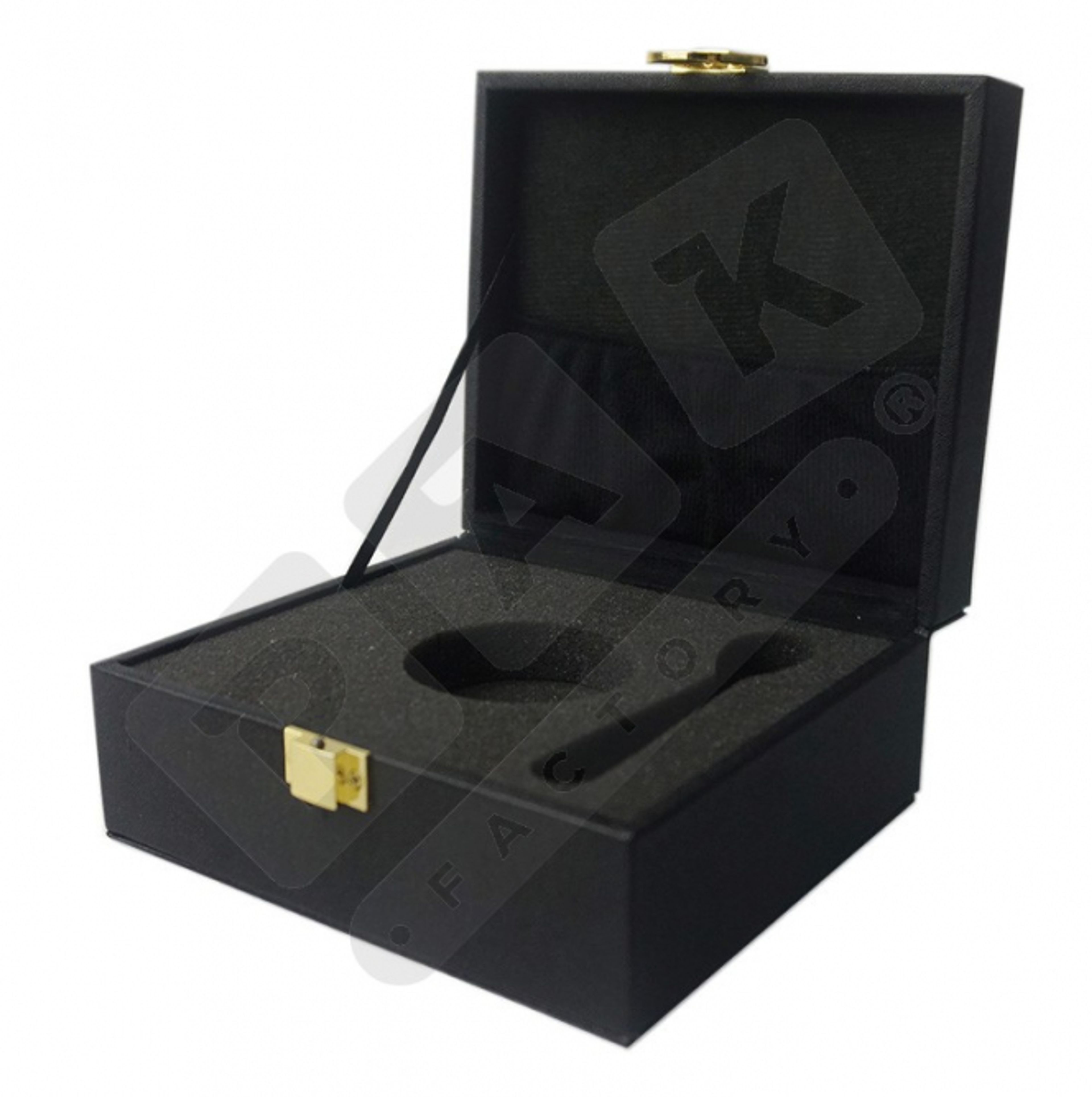 A custom foam insert for a black custom package.