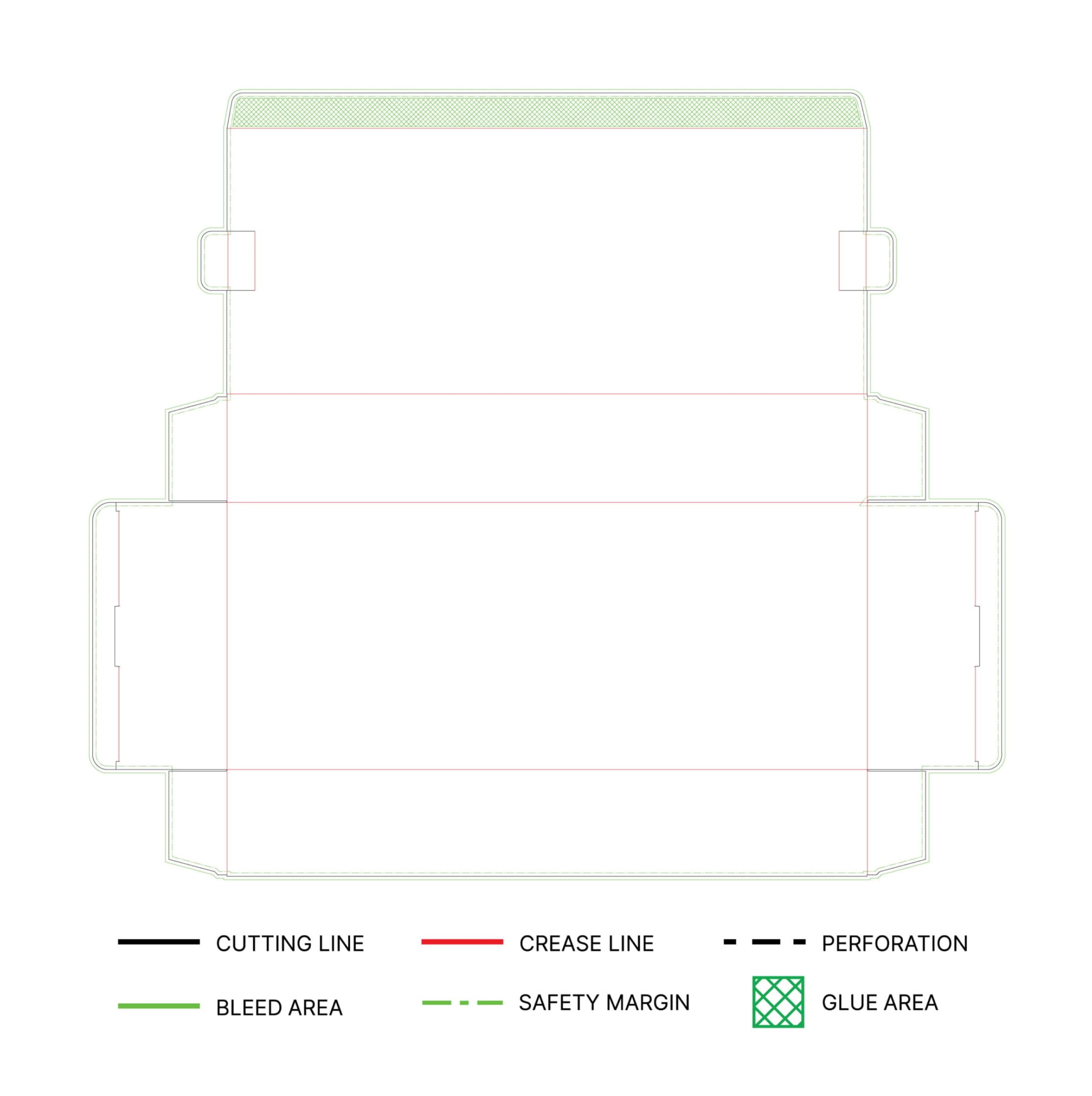Blank dieline with definition of lines