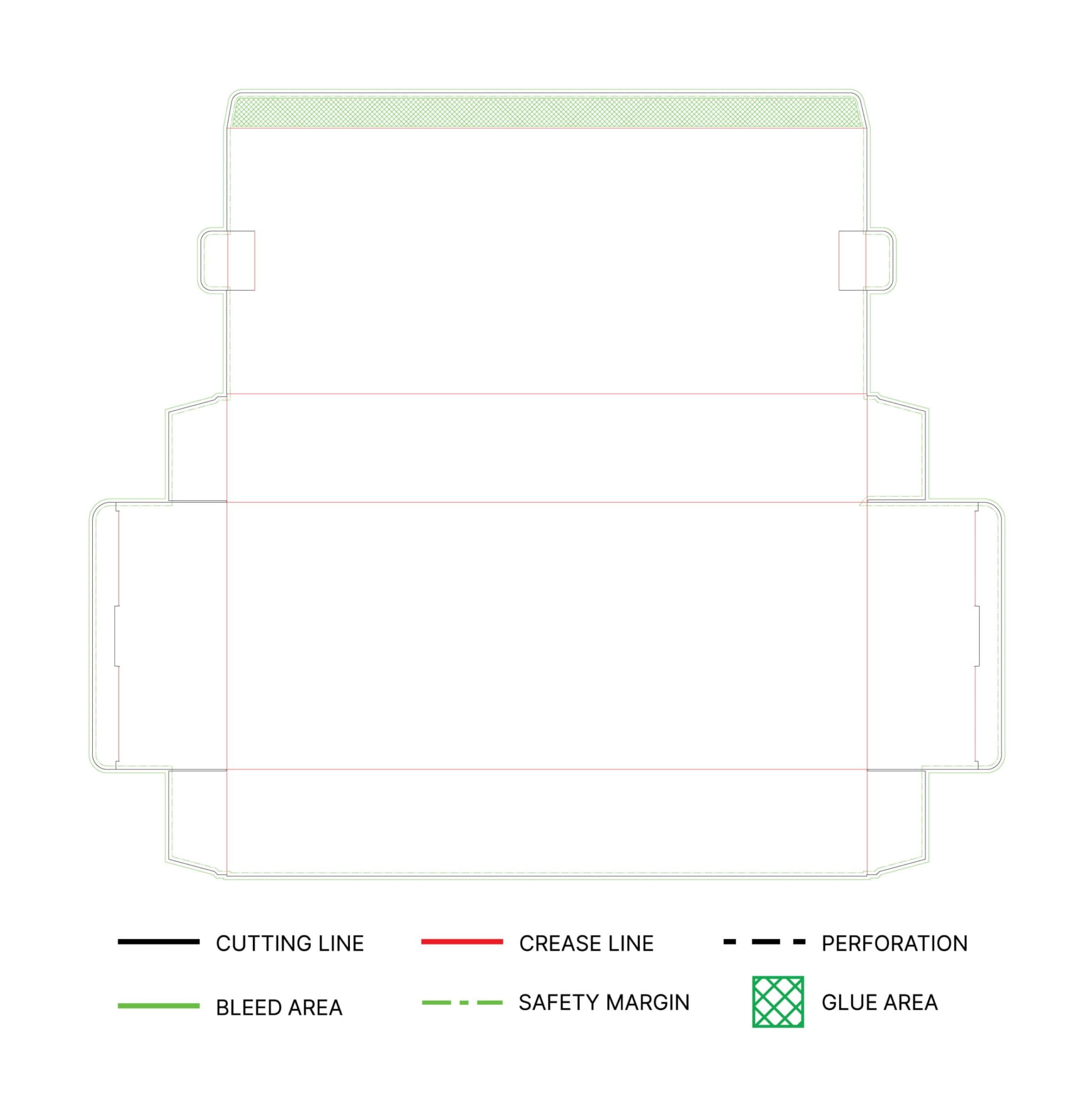 Blank dieline with definition of lines