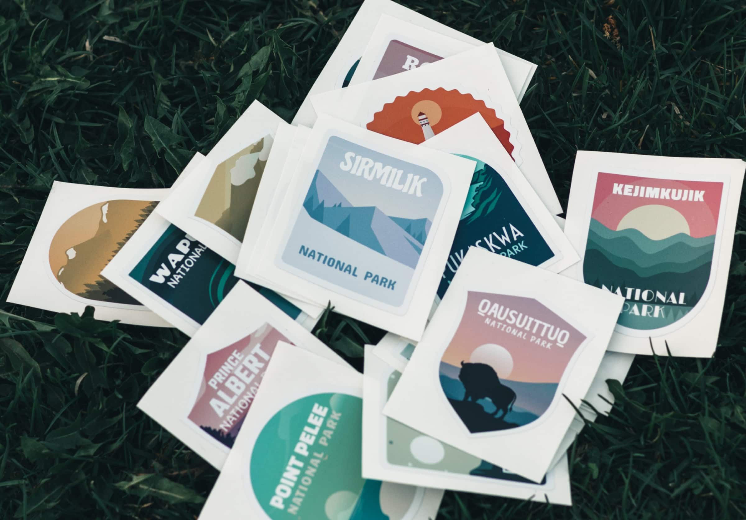 kiss cut paper stickers of national park illustrations
