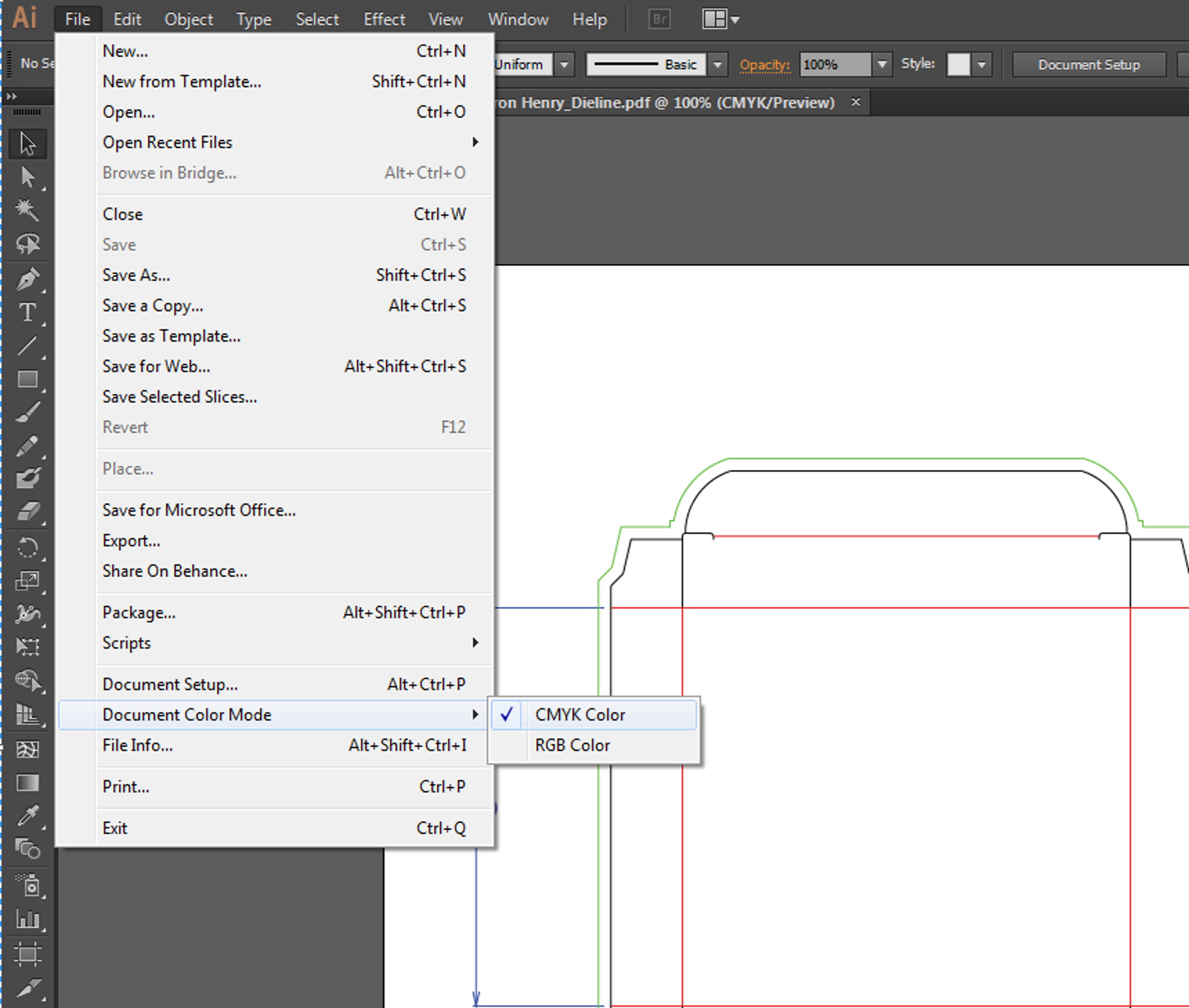 CMYK color mode for custom packaging.