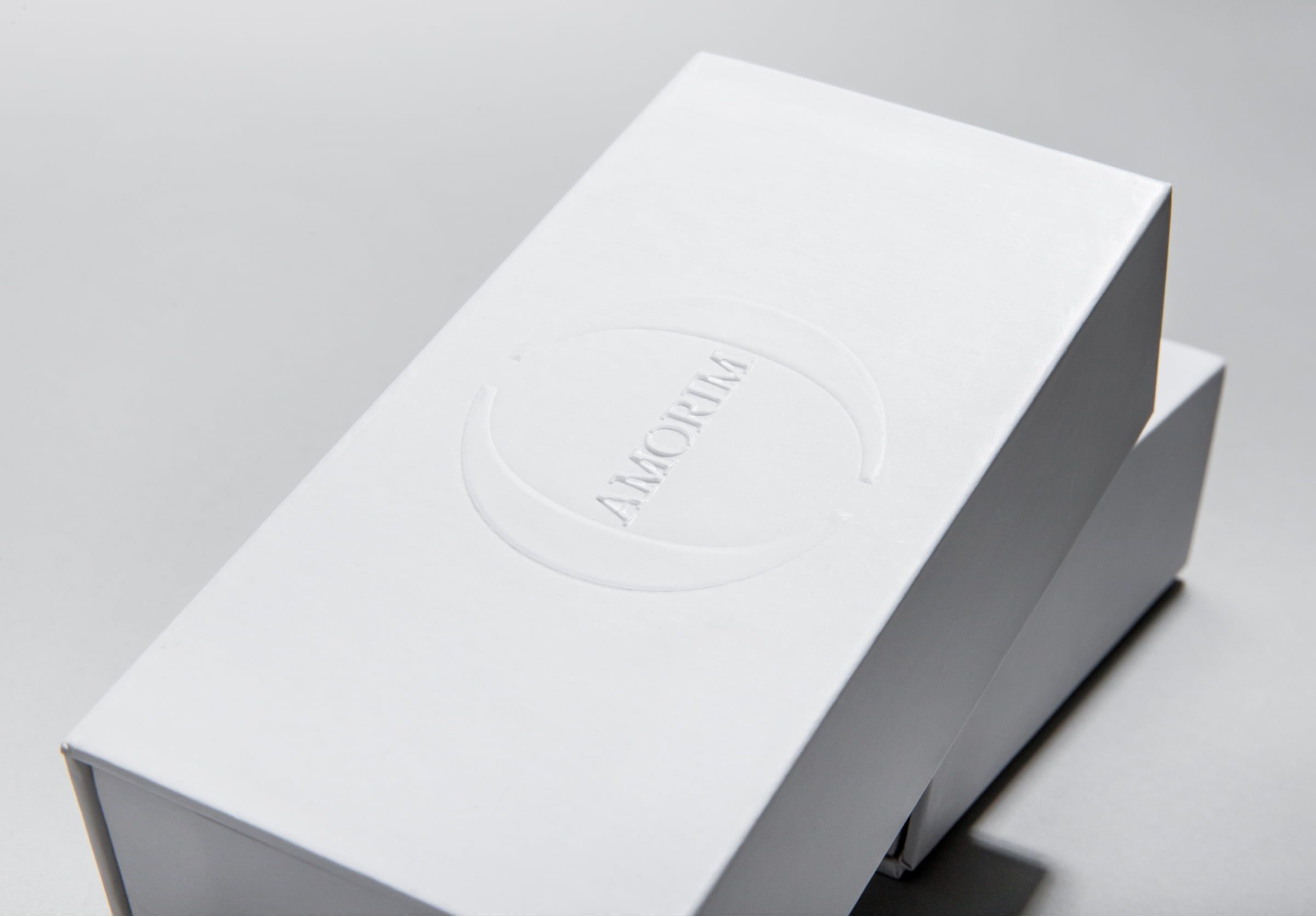 embossing on white rigid box